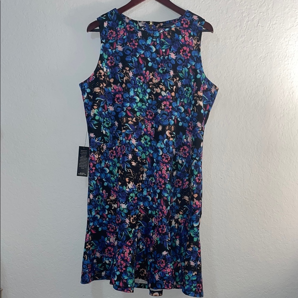 The Limited Navy Blue Sheath Dress with Floral Print